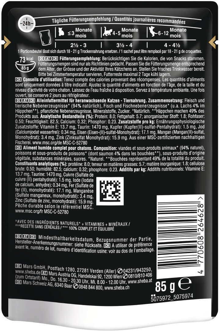 Sheba Katzen-Nassfutter Kitten in Sauce mit Lachs